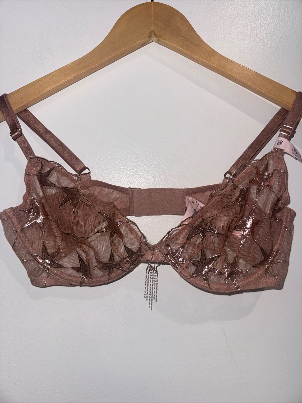 NWT Victoria’s Secret 36C Rose Gold Very Sexy Stardust Embroidery Demi Bra - Picture 5 of 11